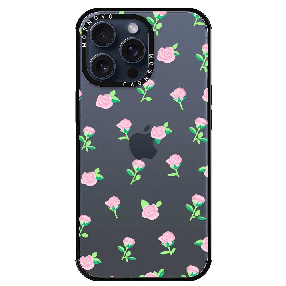 Pink Rose Floral Phone Case - iPhone 15 Pro Max Case - MOSNOVO