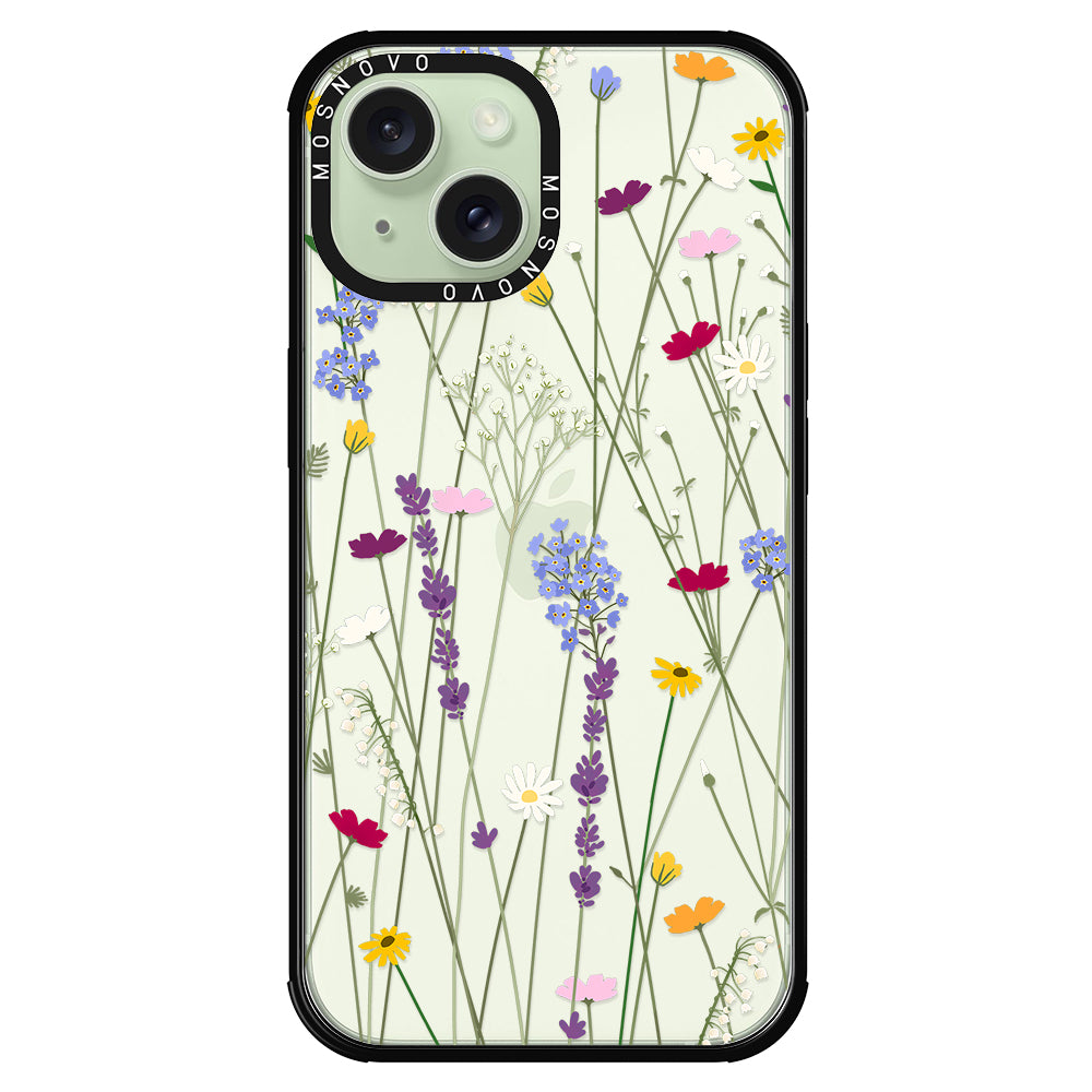 Floral Garden Lavender Daisy Flower Phone Case - iPhone 15 Plus Case - MOSNOVO