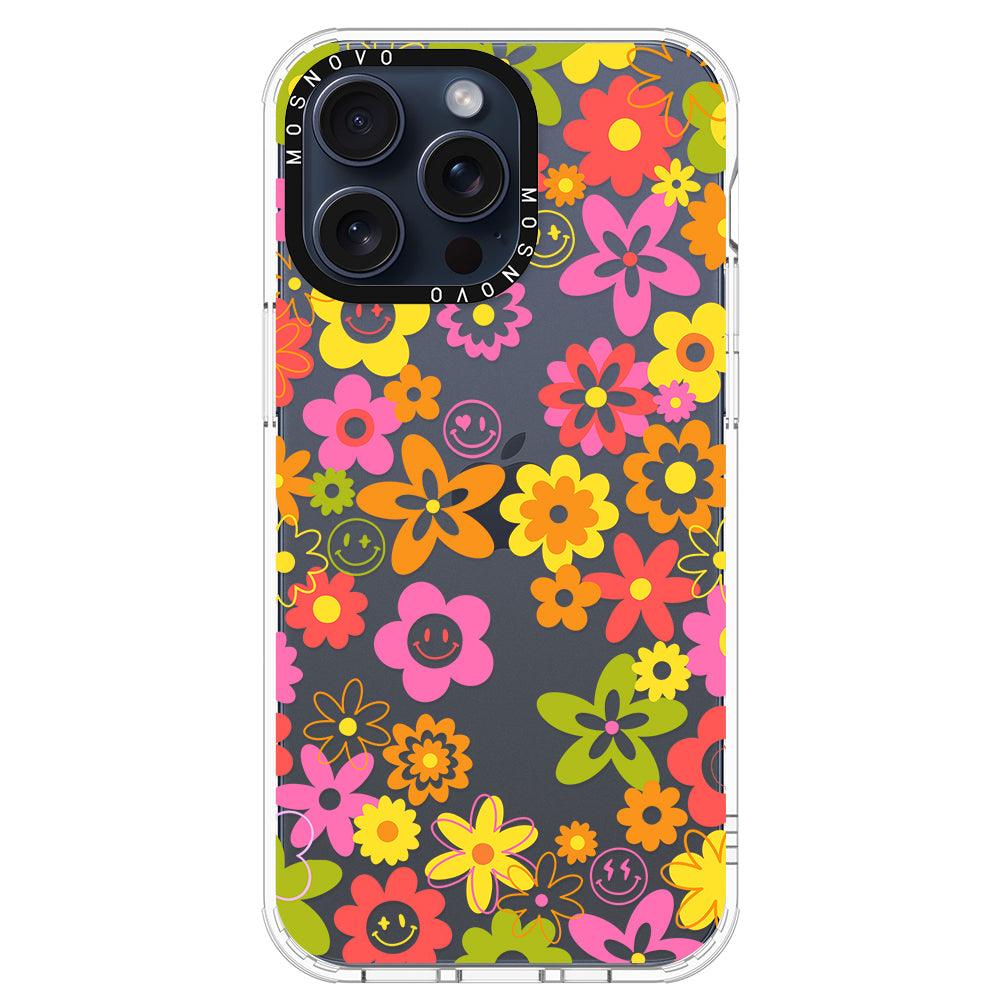 70's Groovy Floral Phone Case - iPhone 15 Pro Max Case - MOSNOVO