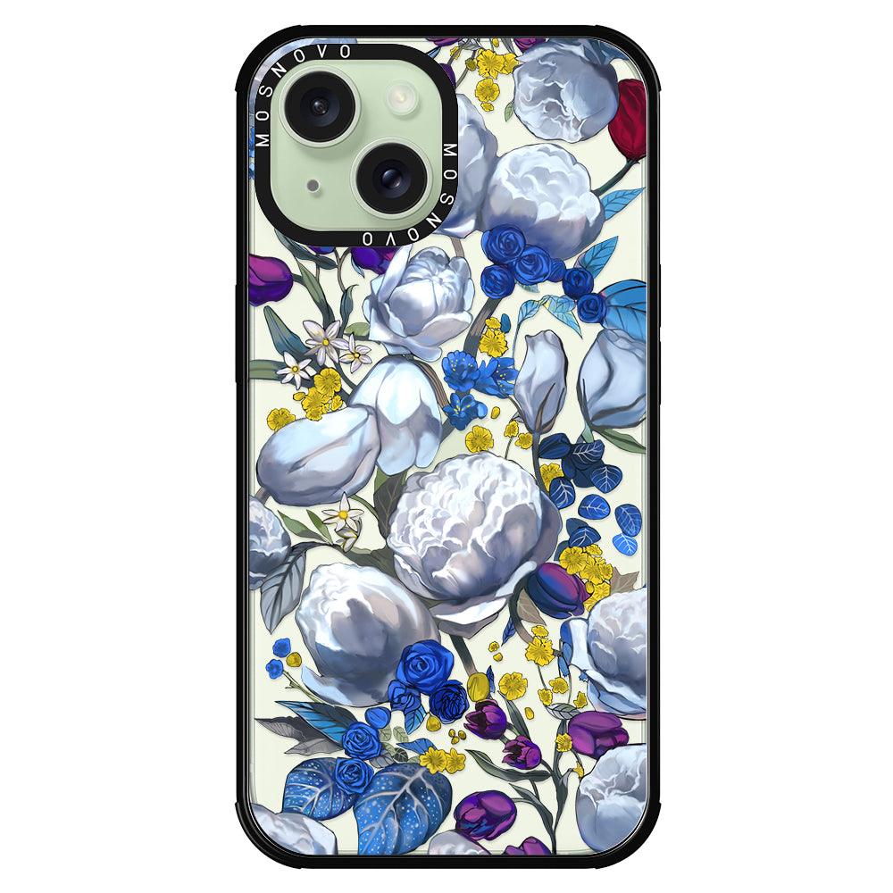 Purple Blue Floral Phone Case - iPhone 15 Plus Case - MOSNOVO