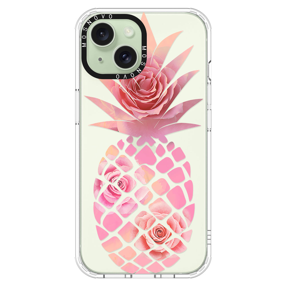 Pink Floral Pineapple Phone Case - iPhone 15 Case Clear