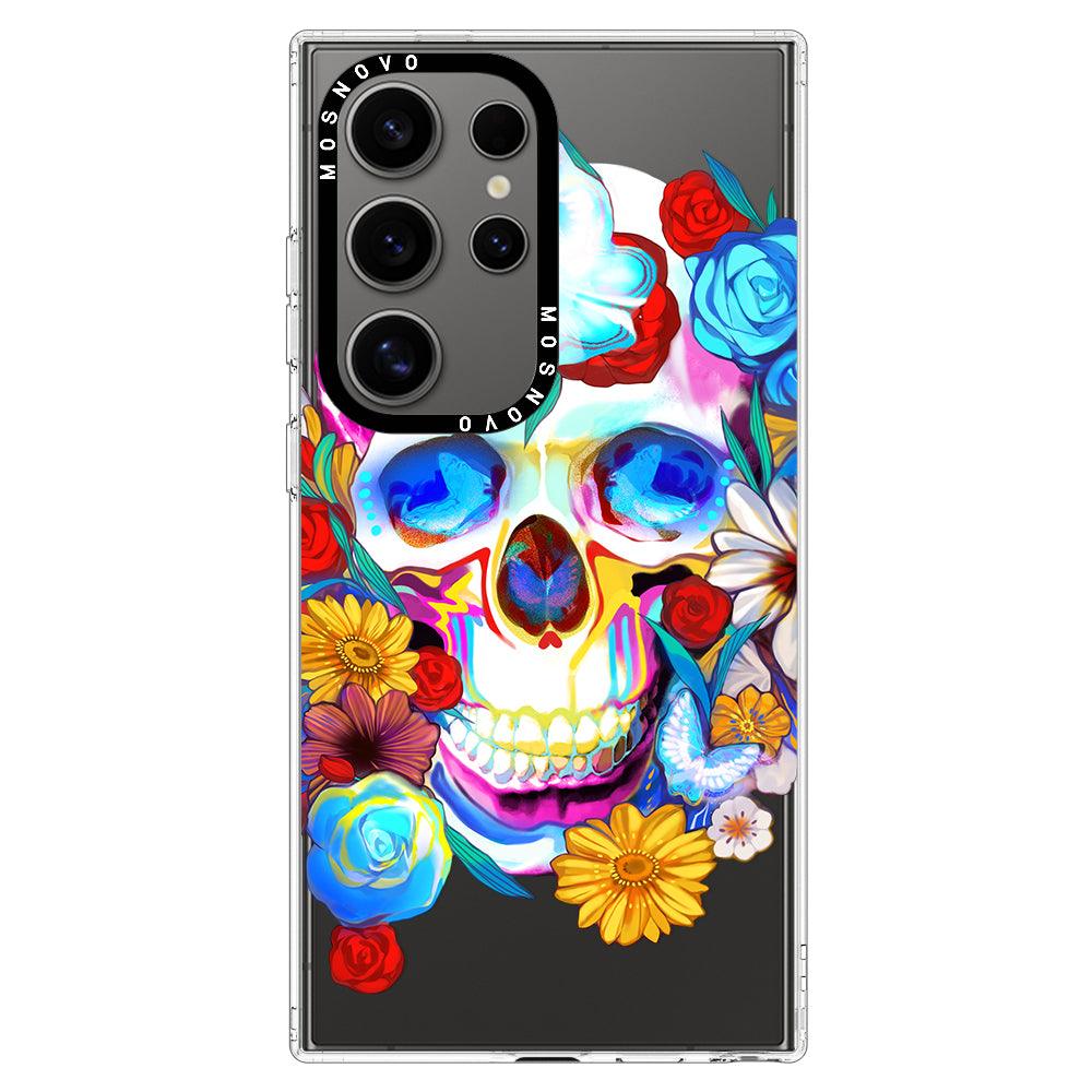 Sugar Flower Skull Phone Case - Samsung Galaxy S24 Ultra Case - MOSNOVO