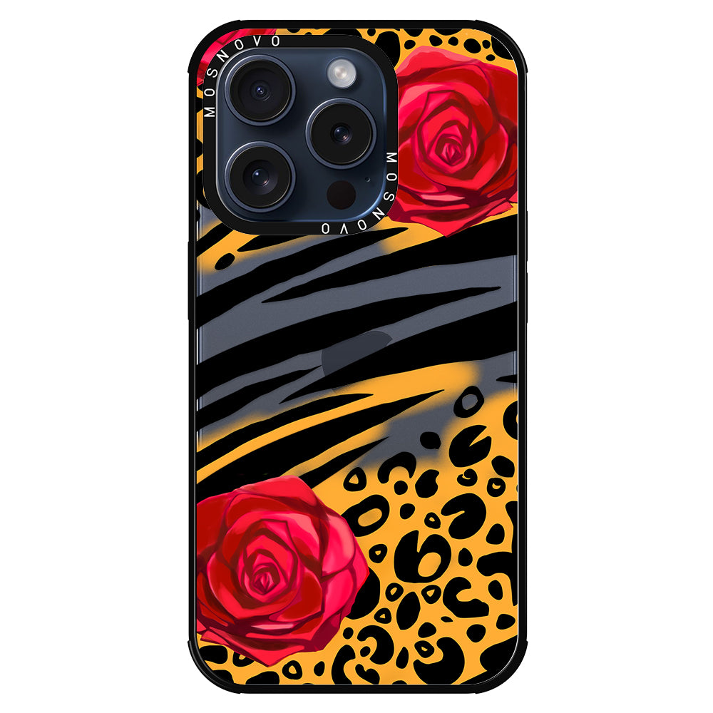 Wild Floral Leopard Phone Case - iPhone 15 Pro Case - MOSNOVO