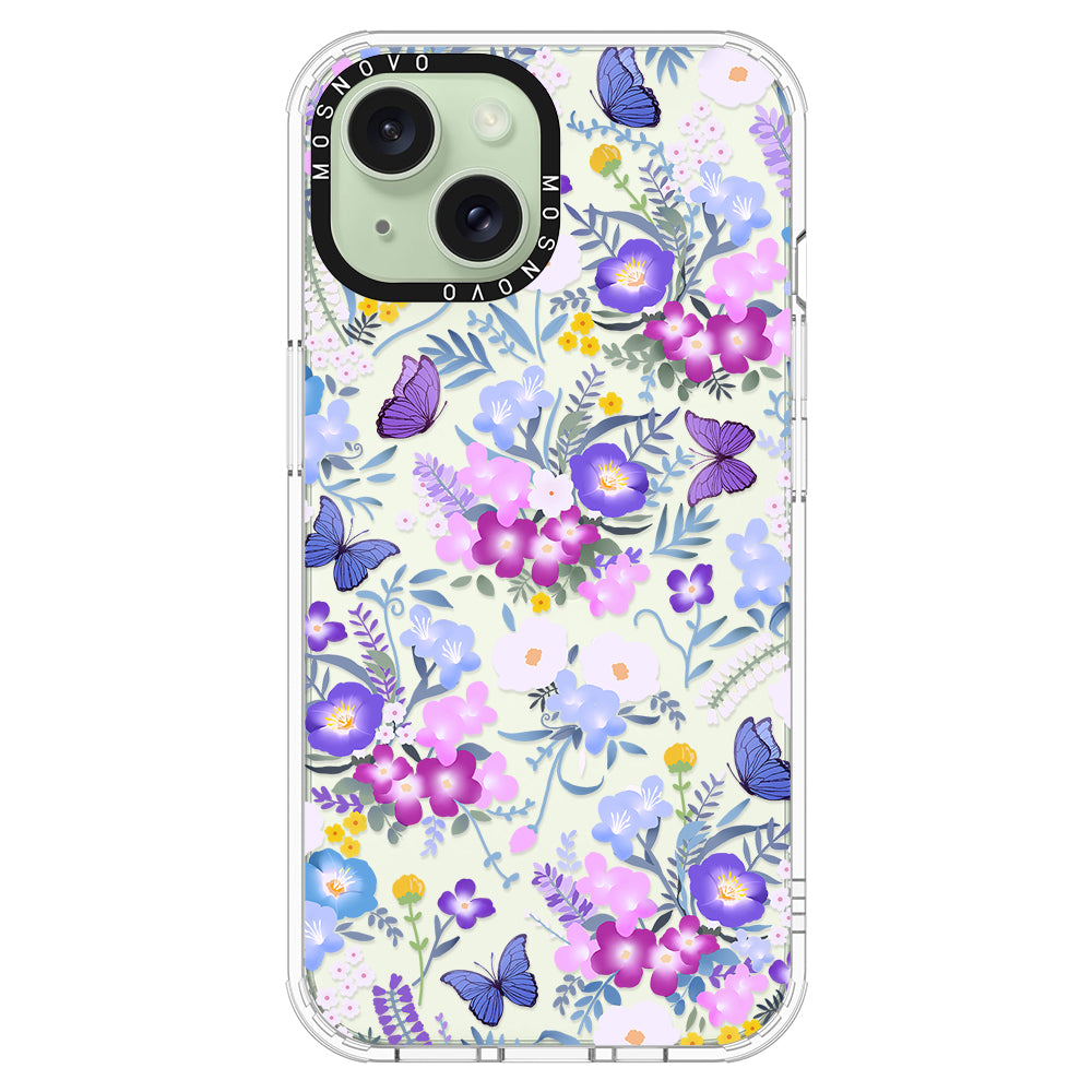 Purple Peri Nemophila Flower Phone Case - iPhone 15 Plus Case - MOSNOVO