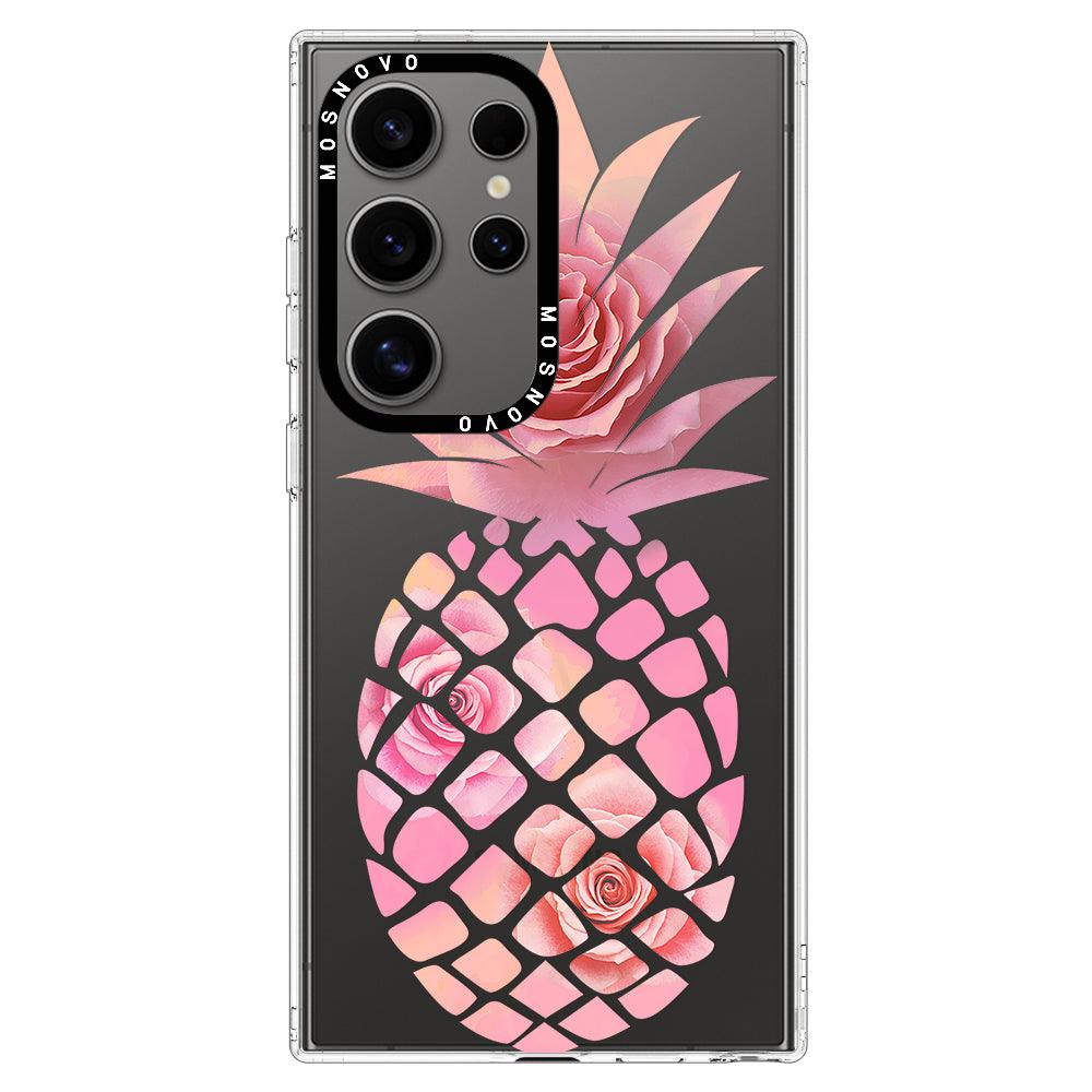 Pink Floral Pineapple Phone Case - Samsung Galaxy S24 Ultra Case - MOSNOVO