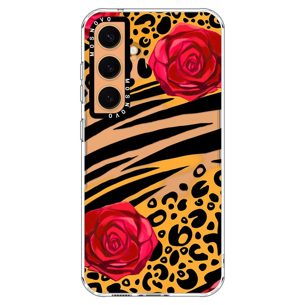 Wild Floral Leopard Phone Case - Samsung Galaxy S24 Case - MOSNOVO