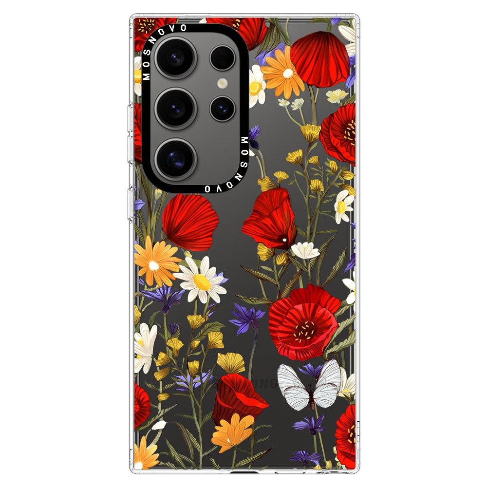 Poppy Floral Phone Case - Samsung Galaxy S24 Ultra Case - MOSNOVO