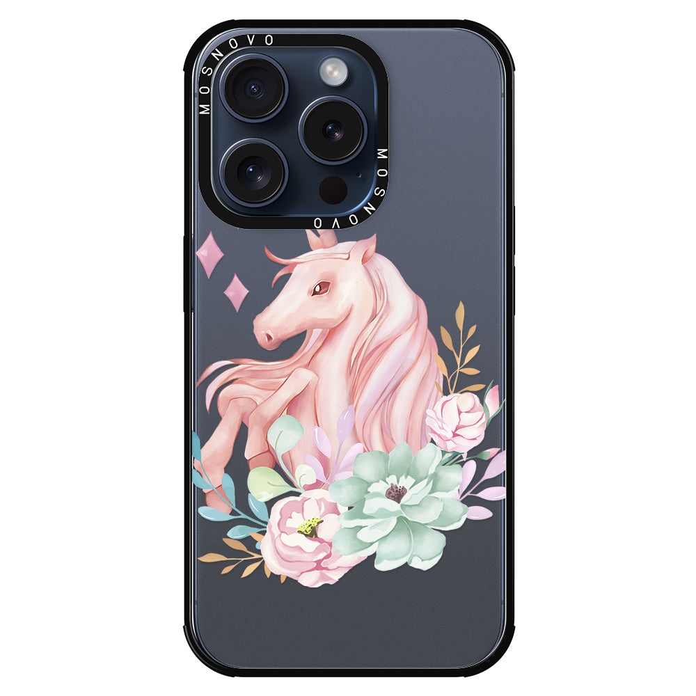 Elegant Flowers Unicorn Phone Case - iPhone 15 Pro Case - MOSNOVO