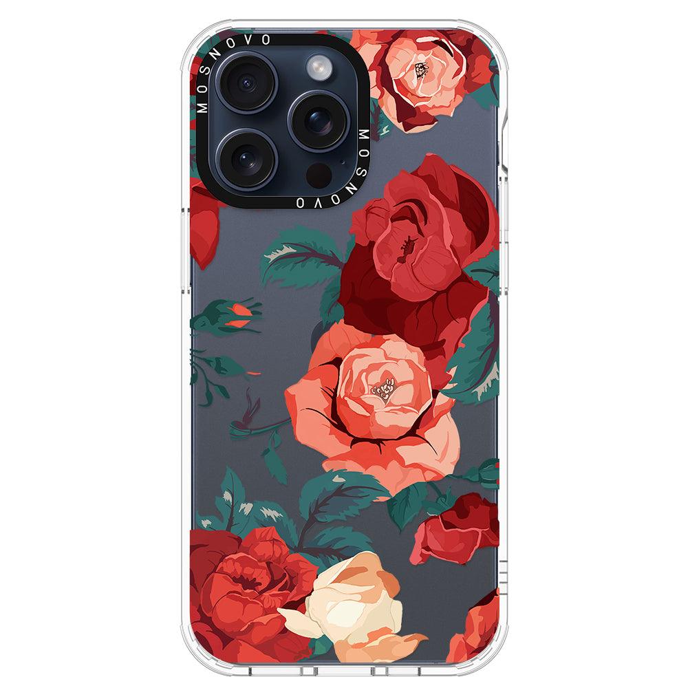 Vintage Red Rose Phone Case - iPhone 15 Pro Max Case - MOSNOVO