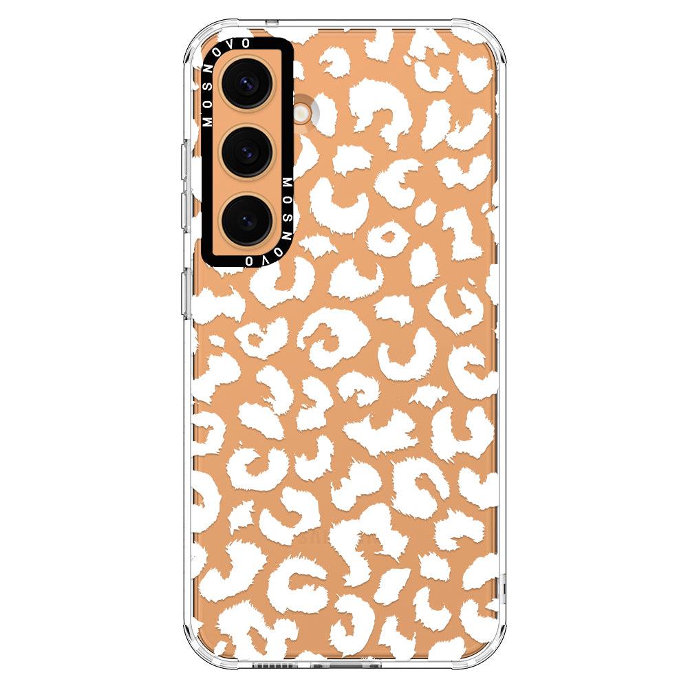 White Leopard Print Phone Case - Samsung Galaxy S24 Plus Case - MOSNOVO