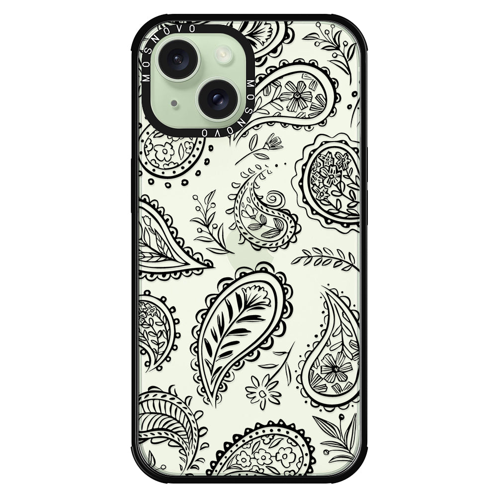 Black Paisley Phone Case - iPhone 15 Case - MOSNOVO