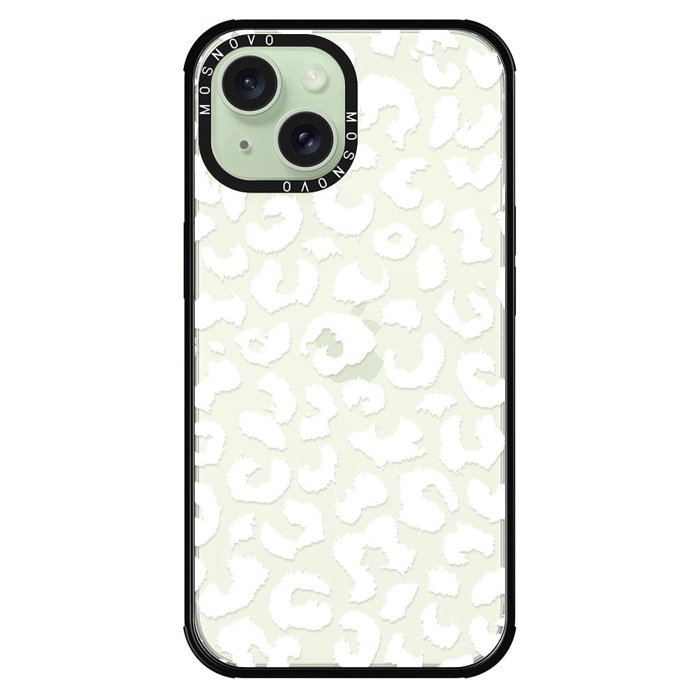 White Leopard Phone Case - iPhone 15 Plus Case - MOSNOVO