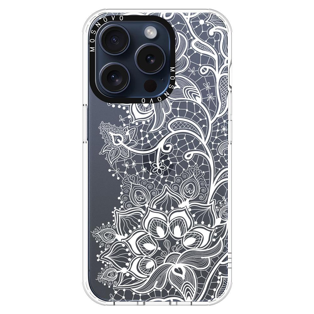 White Lotus Henna Phone Case - iPhone 15 Pro Case - MOSNOVO