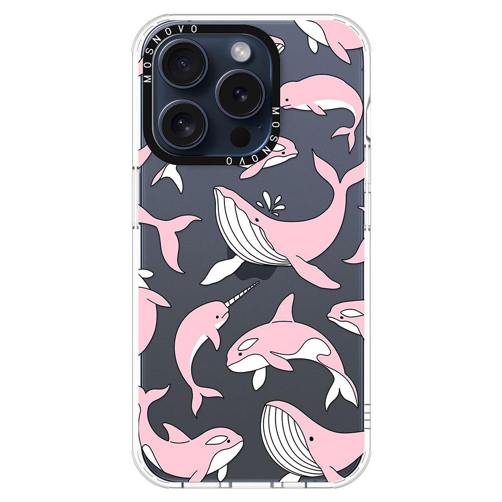 Pink Whales Phone Case - iPhone 15 Pro Case - MOSNOVO