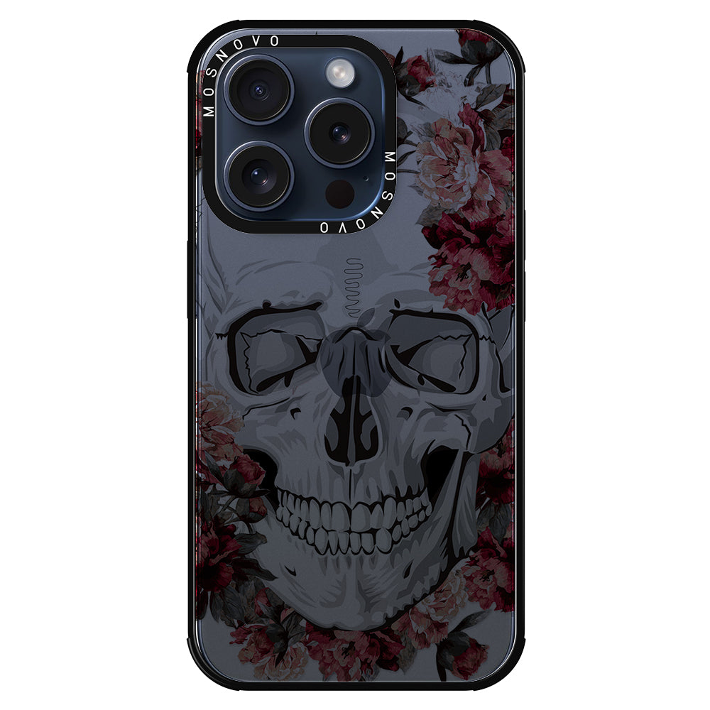 Red Flower Skull Phone Case - iPhone 15 Pro Case - MOSNOVO