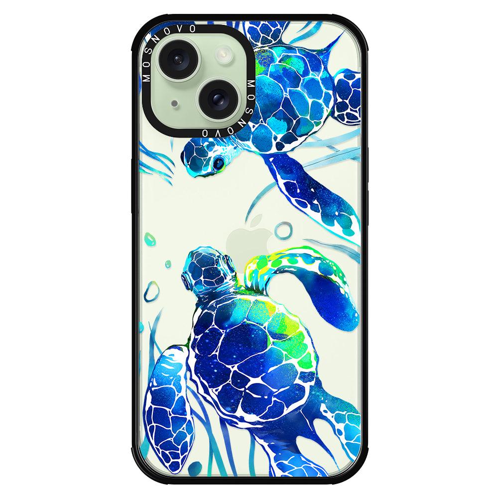 Blue Sea Turtle Phone Case - iPhone 15 Case - MOSNOVO