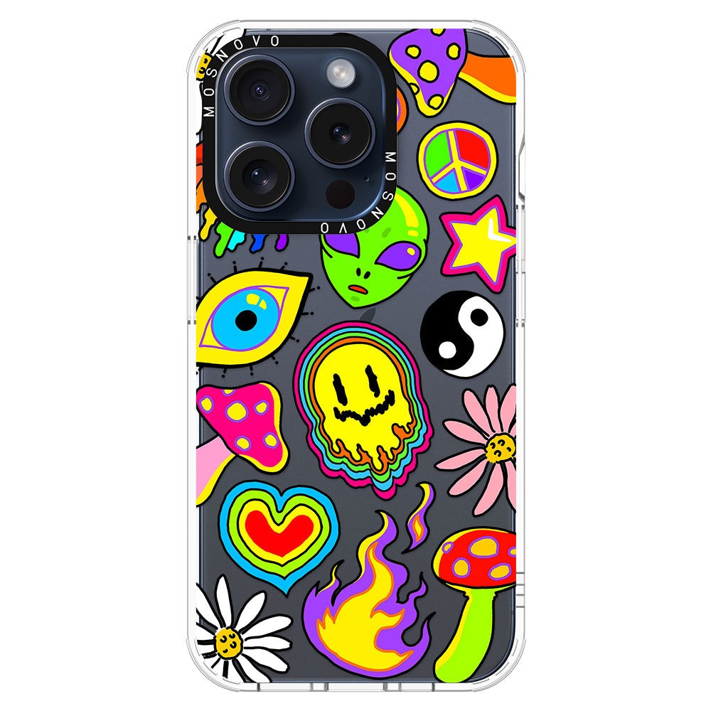 Hippie Rainbow Face Love Phone Case - iPhone 15 Pro Case - MOSNOVO