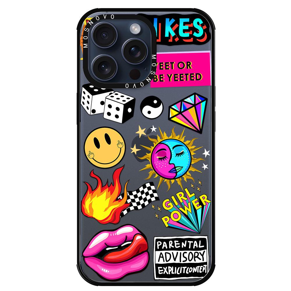 Funky Stickers Phone Case - iPhone 15 Pro Max Case - MOSNOVO