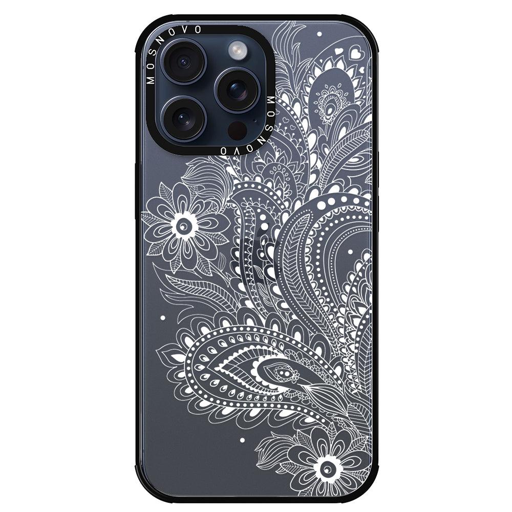 Aesthetic Flower Henna Phone Case - iPhone 15 Pro Max Case - MOSNOVO