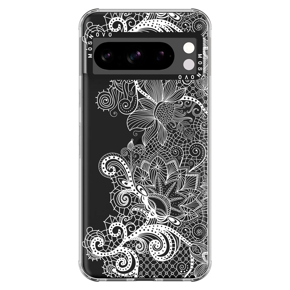 Lacy White Flower Phone Case - Google Pixel 8 Pro Case