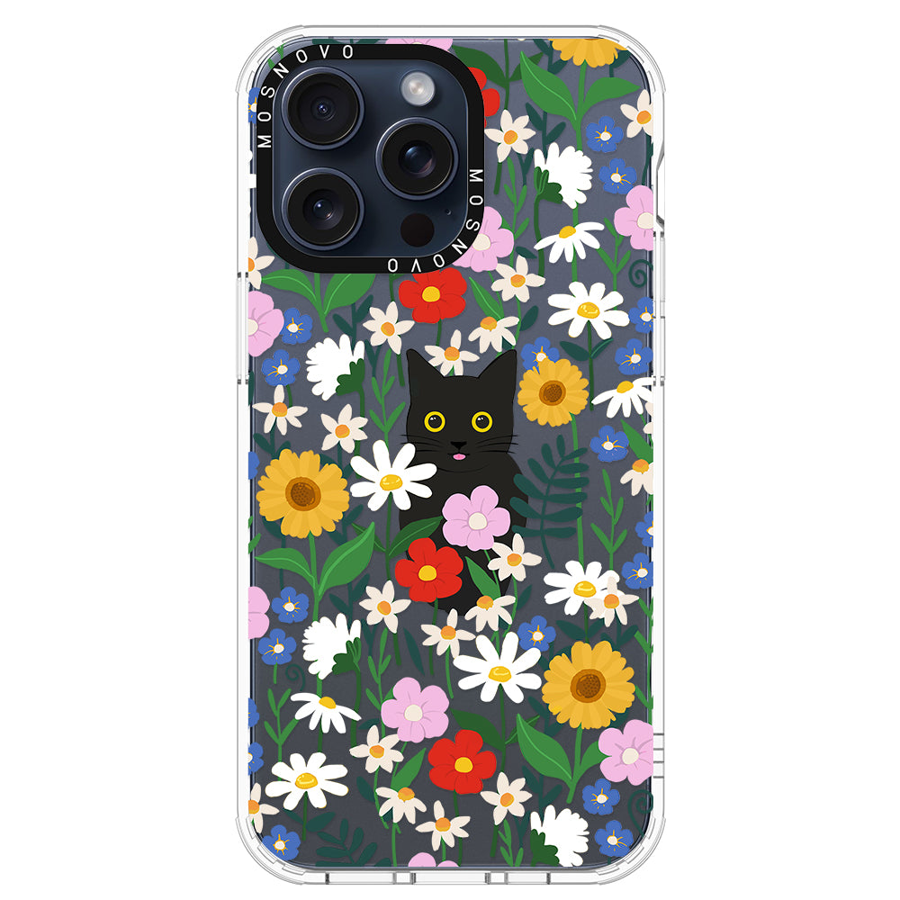 Black Cat in Garden Phone Case - iPhone 15 Pro Max Case - MOSNOVO