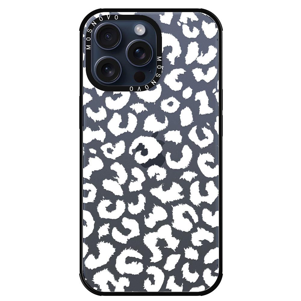 White Leopard Phone Case - iPhone 15 Pro Max Case - MOSNOVO