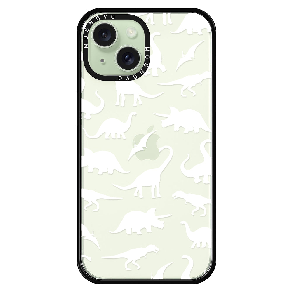 White Dinosaur Phone Case - iPhone 15 Plus Case - MOSNOVO