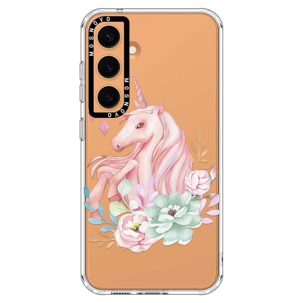 Pastel Flower Unicorn Phone Case - Samsung Galaxy S24 Case - MOSNOVO