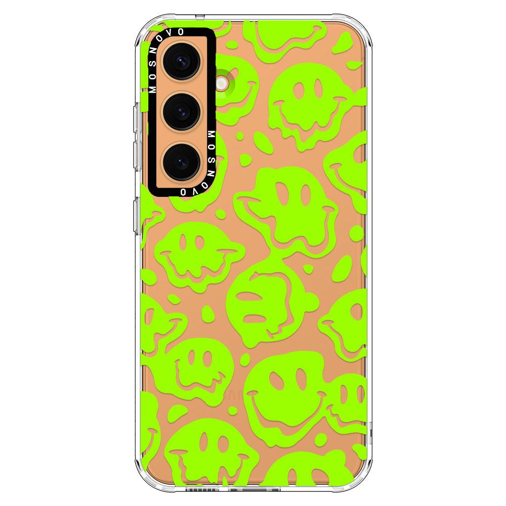 Distorted Green Smiles Face Phone Case - Samsung Galaxy S24 Plus Case - MOSNOVO