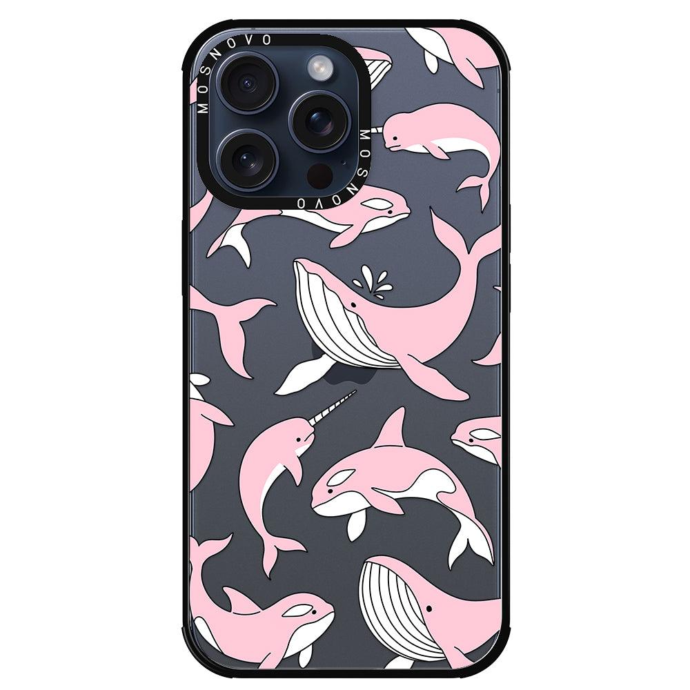 Pink Whales Phone Case - iPhone 15 Pro Max Case - MOSNOVO