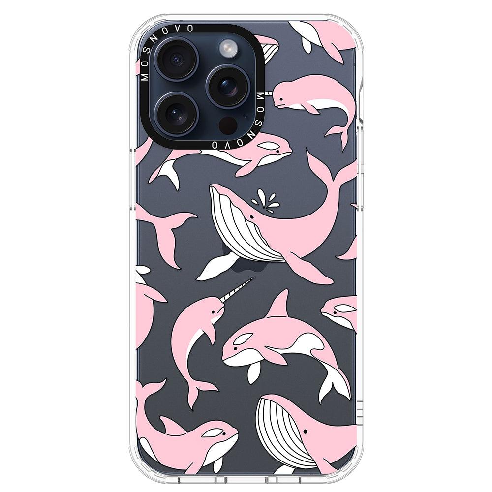 Pink Whales Phone Case - iPhone 15 Pro Max Case - MOSNOVO