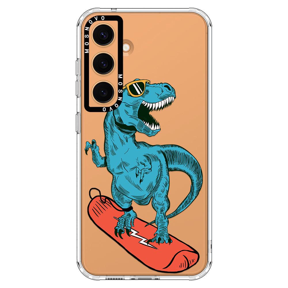 Surfing Dinosaur Phone Case - Samsung Galaxy S24 Plus Case - MOSNOVO