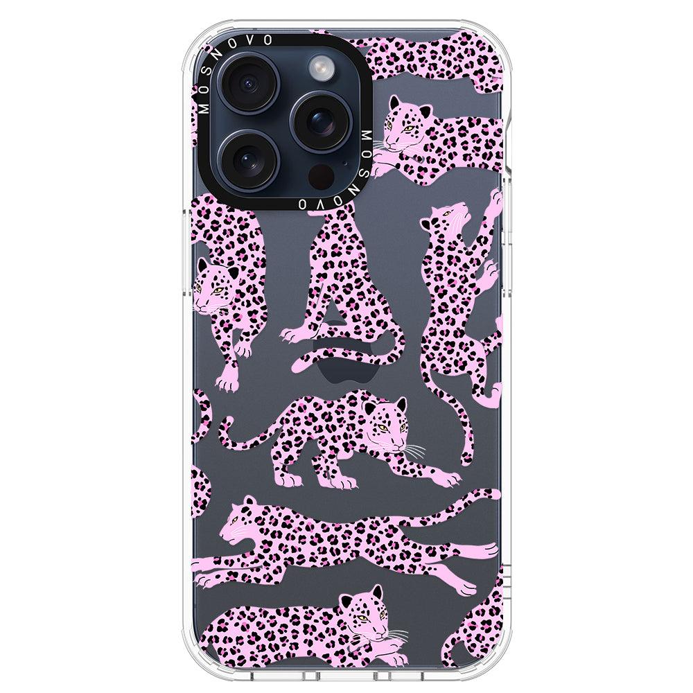 Pink Leopard Phone Case - iPhone 15 Pro Max Case - MOSNOVO