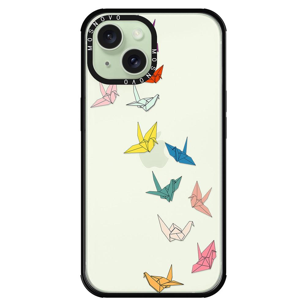 Paper Crane Phone Case - iPhone 15 Case Black