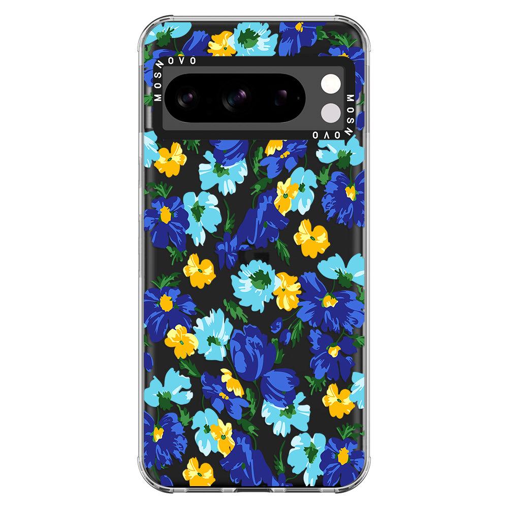 Vintage Blue Floral Phone Case - Google Pixel 8 Pro Case - MOSNOVO