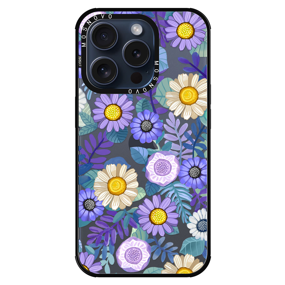 Purple Floral Phone Case - iPhone 15 Pro Case - MOSNOVO