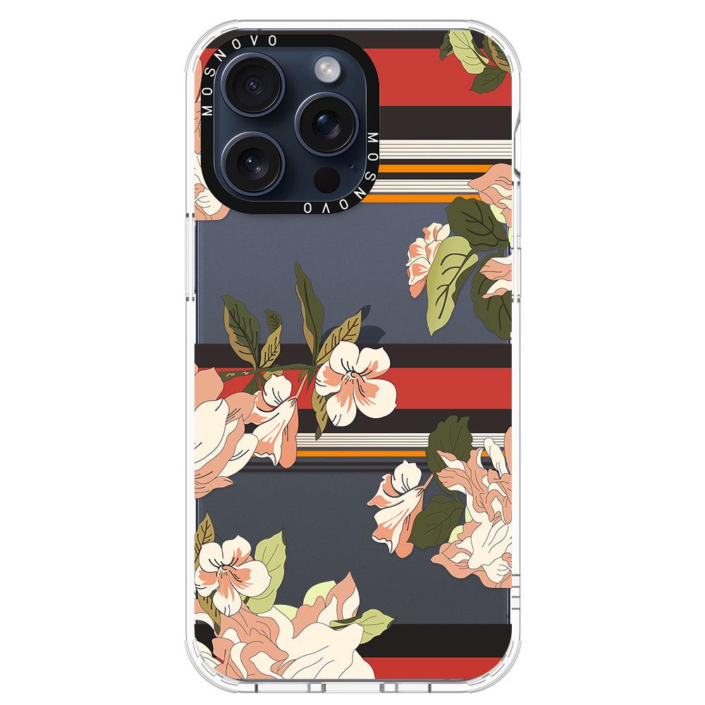 Classic Stripe Floral Phone Case - iPhone 15 Pro Max Case - MOSNOVO