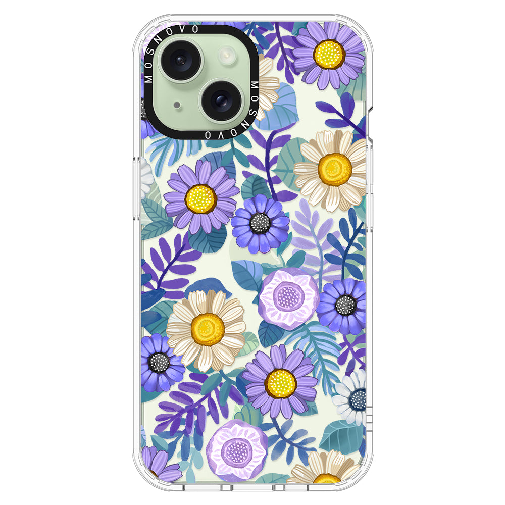 Purple Floral Phone Case - iPhone 15 Case - MOSNOVO