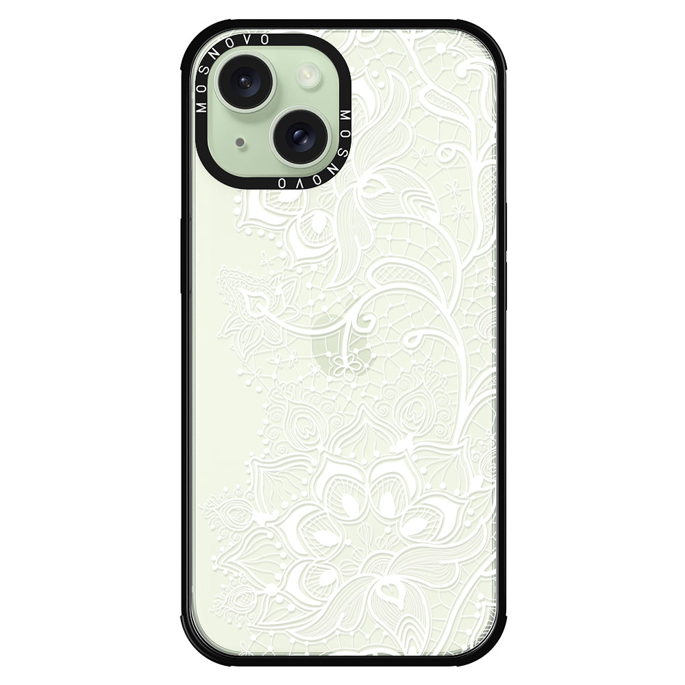 White Lotus Henna Phone Case - iPhone 15 Case - MOSNOVO