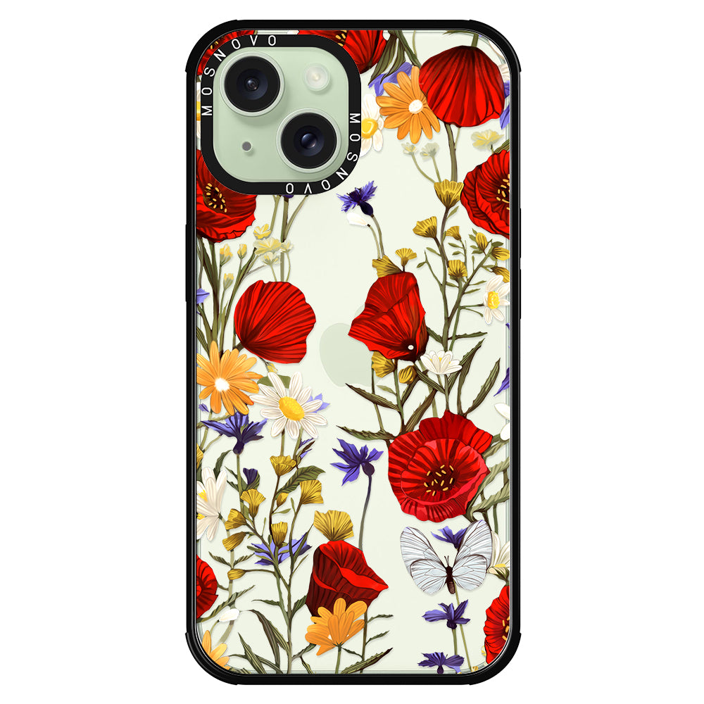 Poppy Floral Phone Case - iPhone 15 Case - MOSNOVO