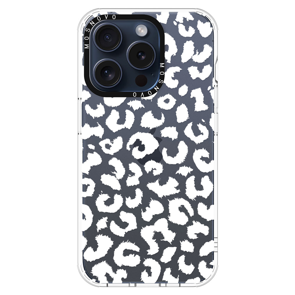 White Leopard Phone Case - iPhone 15 Pro Case - MOSNOVO