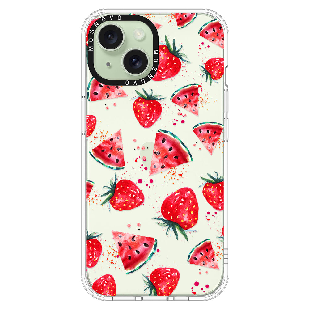 Watermelon and Strawberry Phone Case - iPhone 15 Plus Case - MOSNOVO