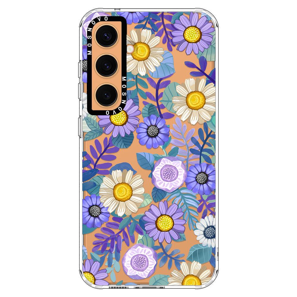 Purple Floral Phone Case - Samsung Galaxy S24 Plus Case - MOSNOVO