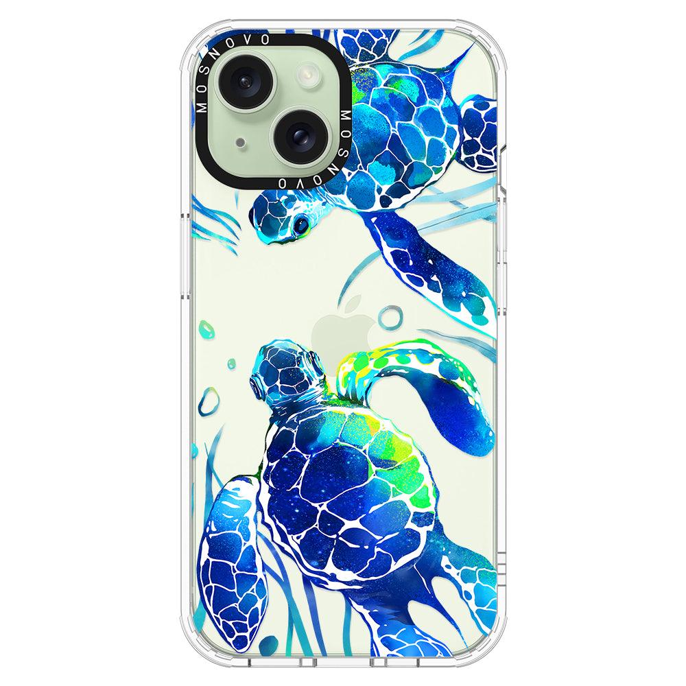 Blue Sea Turtle Phone Case - iPhone 15 Case - MOSNOVO