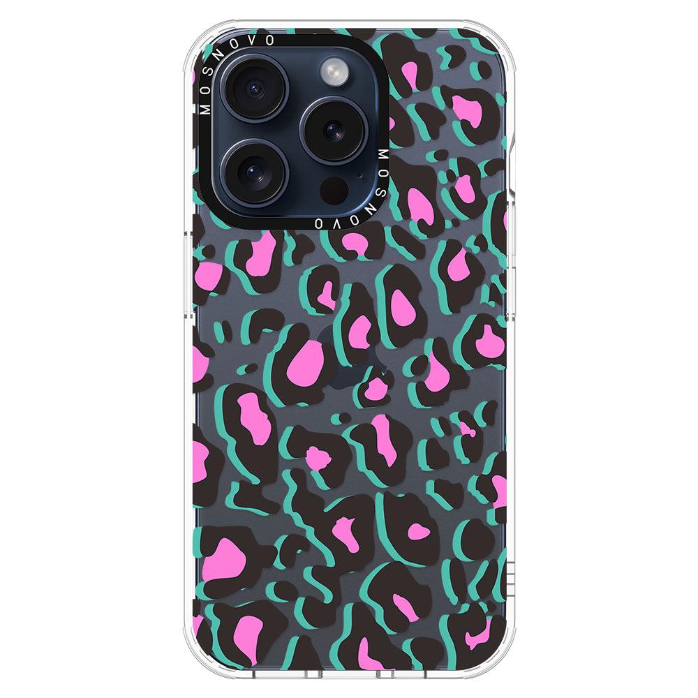 Hot Pink Leopard Print Phone Case - iPhone 15 Pro Case - MOSNOVO