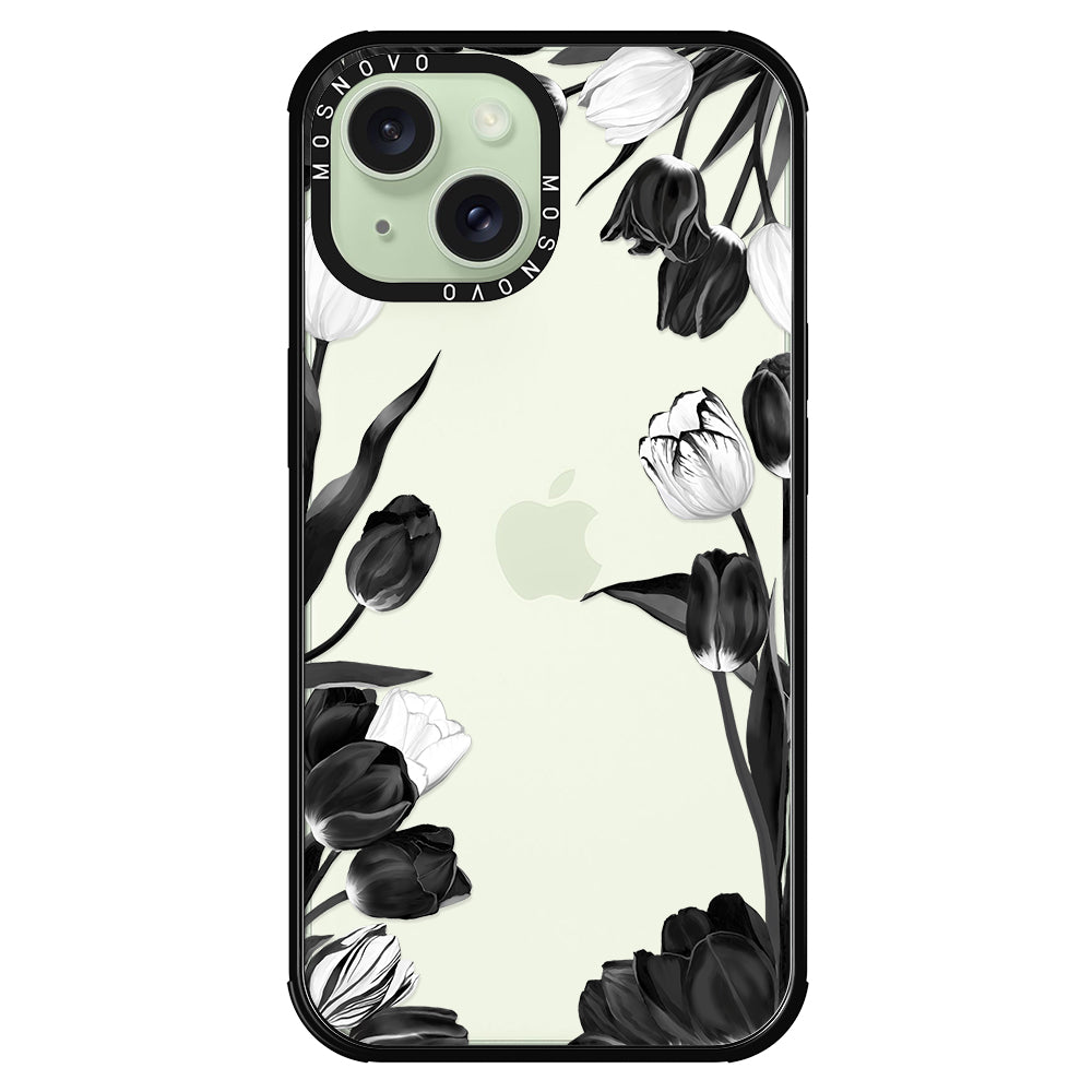 Black Tulips Phone Case - iPhone 15 Plus Case - MOSNOVO