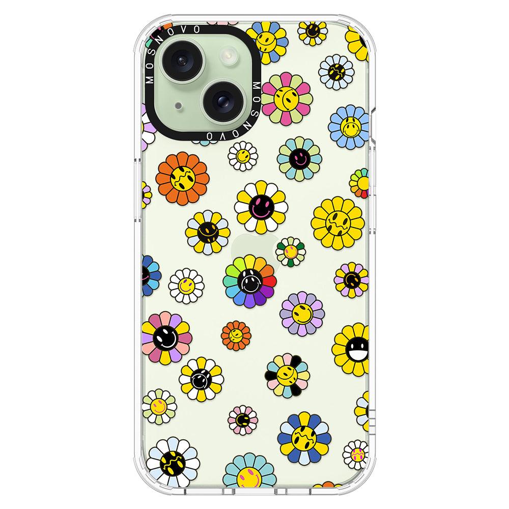 Flower Smiley Face Phone Case - iPhone 15 Plus Case - MOSNOVO