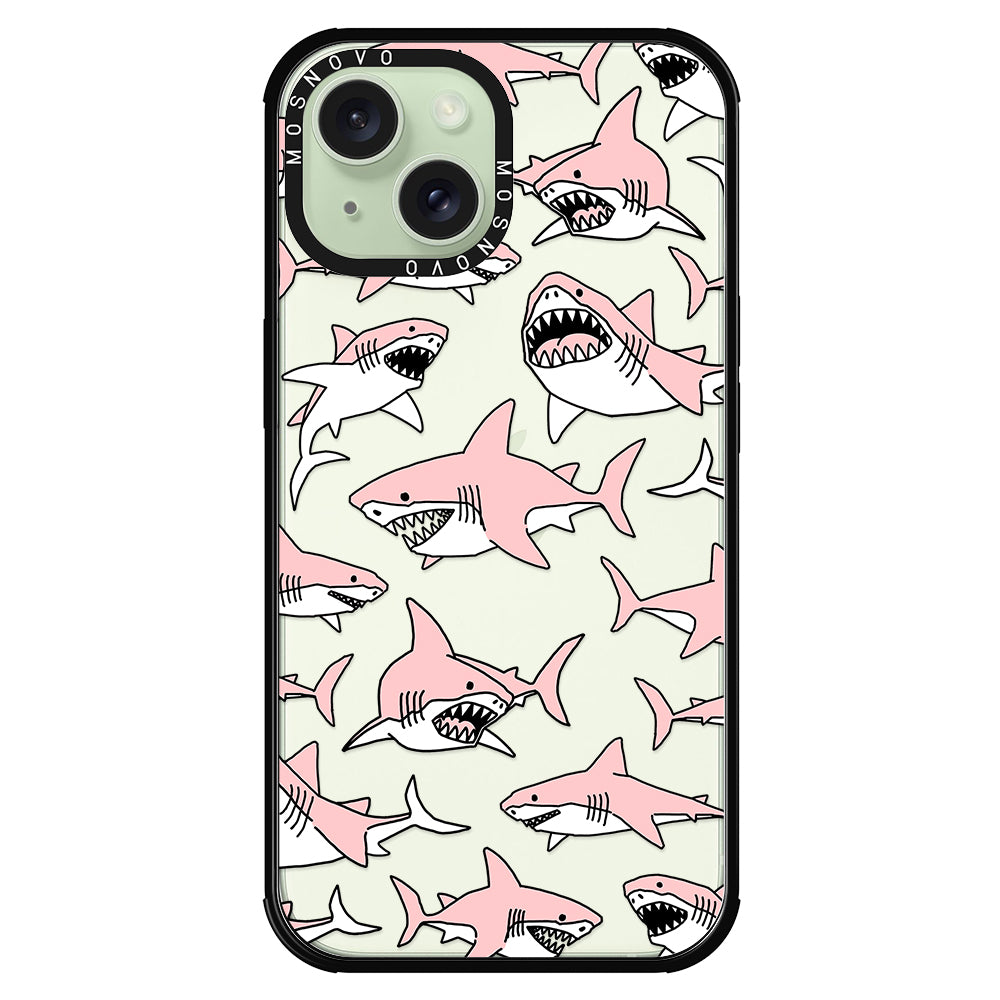 Pink Shark Phone Case - iPhone 15 Plus Case - MOSNOVO