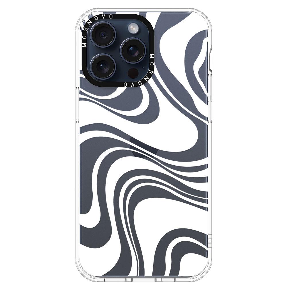 White Swirl Phone Case - iPhone 15 Pro Max Case - MOSNOVO