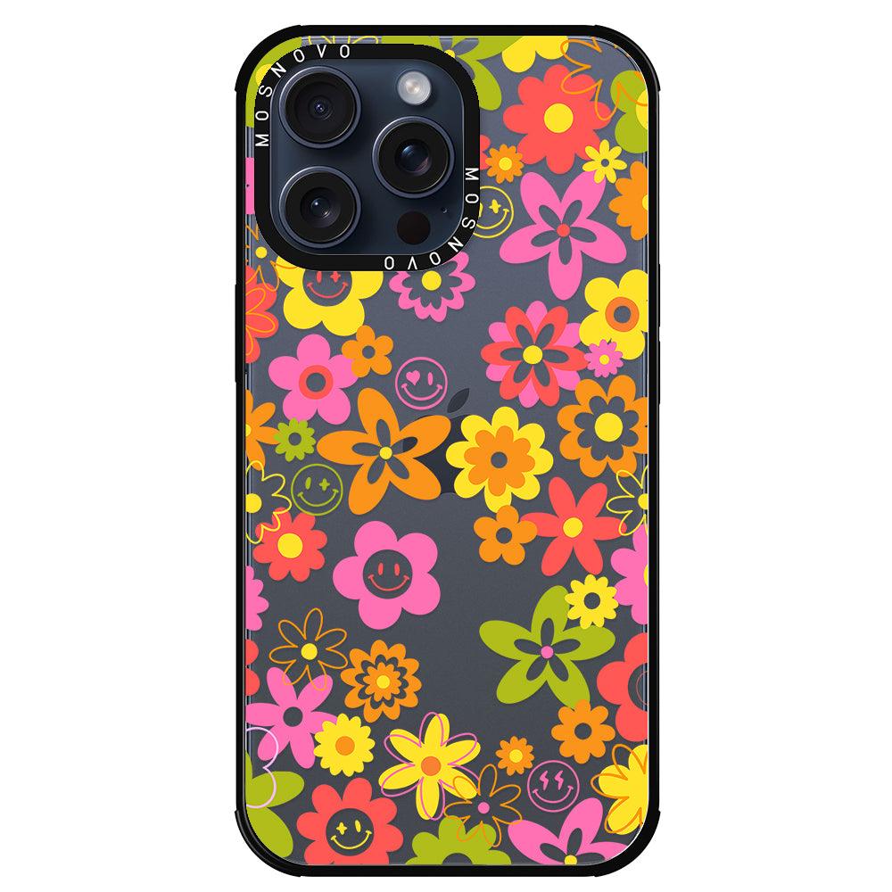 70's Groovy Floral Phone Case - iPhone 15 Pro Max Case - MOSNOVO